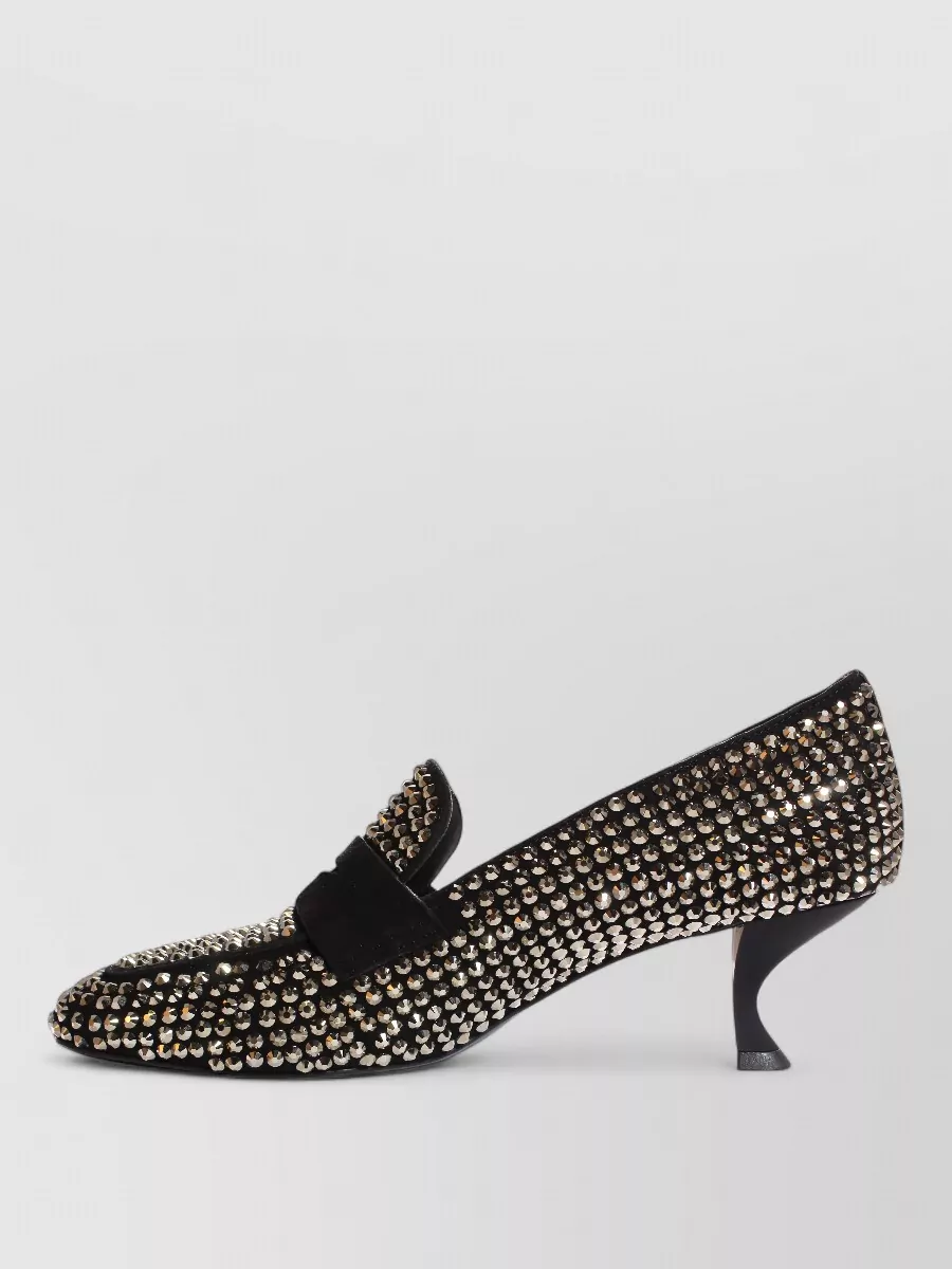 La Rose Crystal-Embellished Heeled Loafers