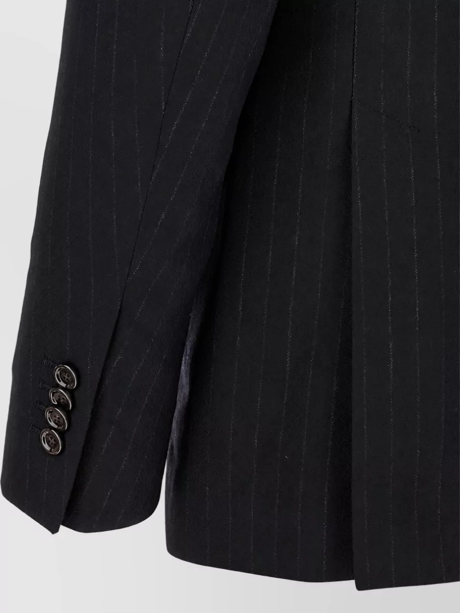 Lardini Virgin Wool Pinstripe Double Breasted Coat