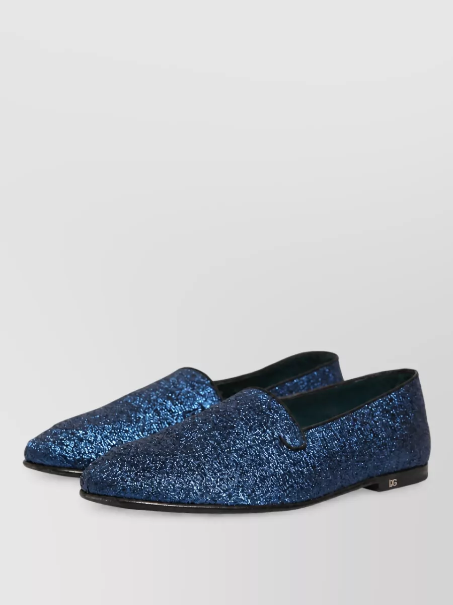 Dolce&Gabbana leather glitter logo slippers