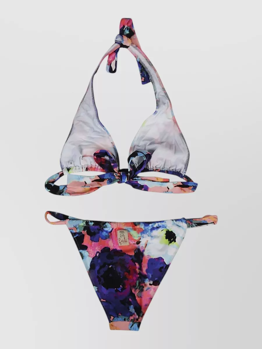Feel Me Fab Miami Floral Print Halter Triangle Bikini