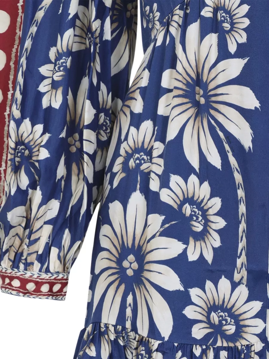 Farm Rio Viscose Floral-Print Long-Sleeve Mini Dress
