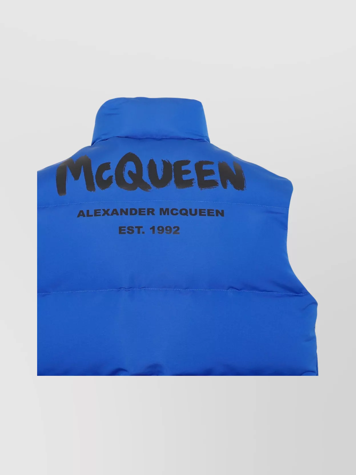 Alexander Mcqueen Padded Vest Sleeveless Stand-up Collar In Blue