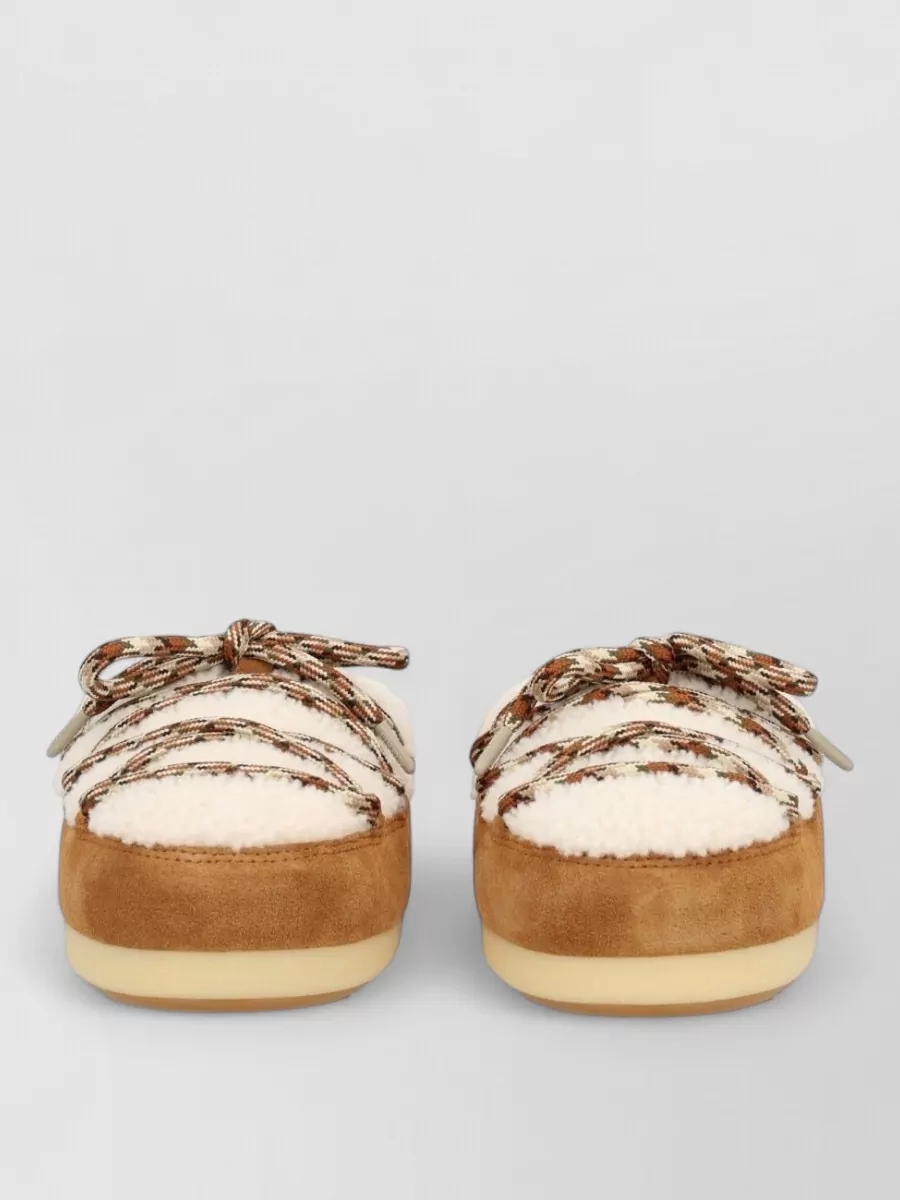 Moon Boot Shearling Mules Evx Round Toe In Brown