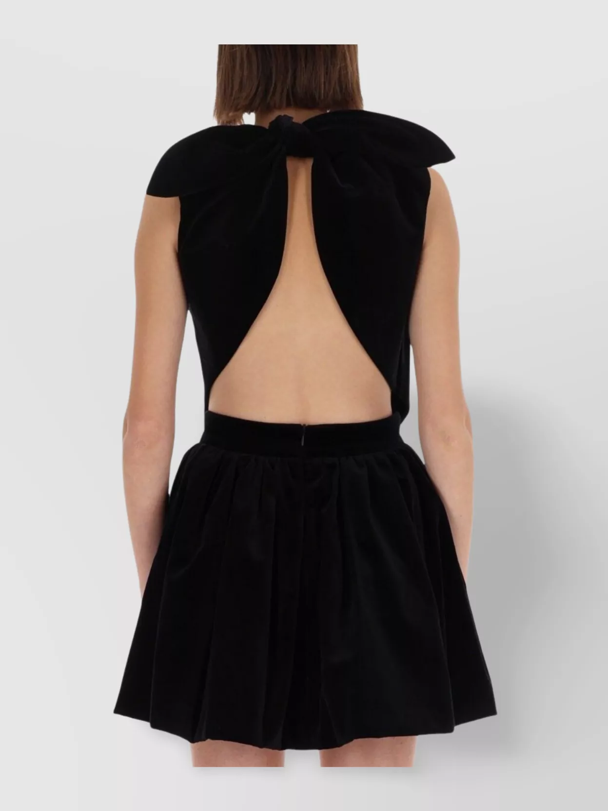 Patou Bow Detail Mini Top With Open Back In Black