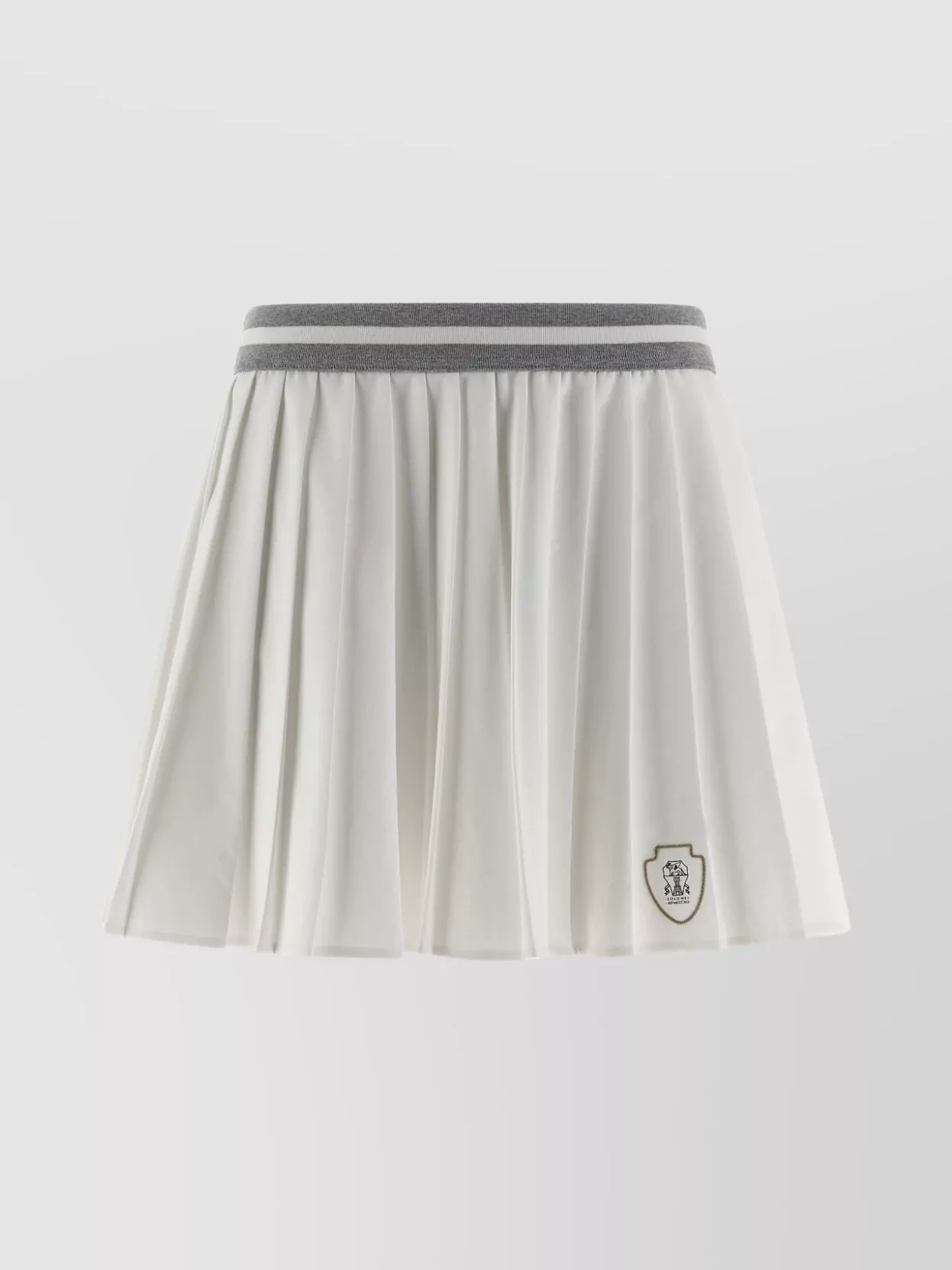 Brunello Cucinelli Skirt With Contrast Trim And Pleats In White