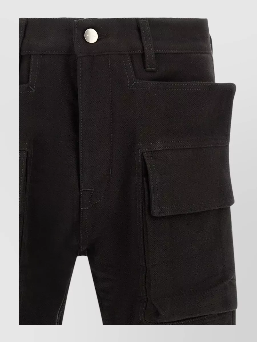 Rick Owens Cotton Flared Cargo Denim Shorts