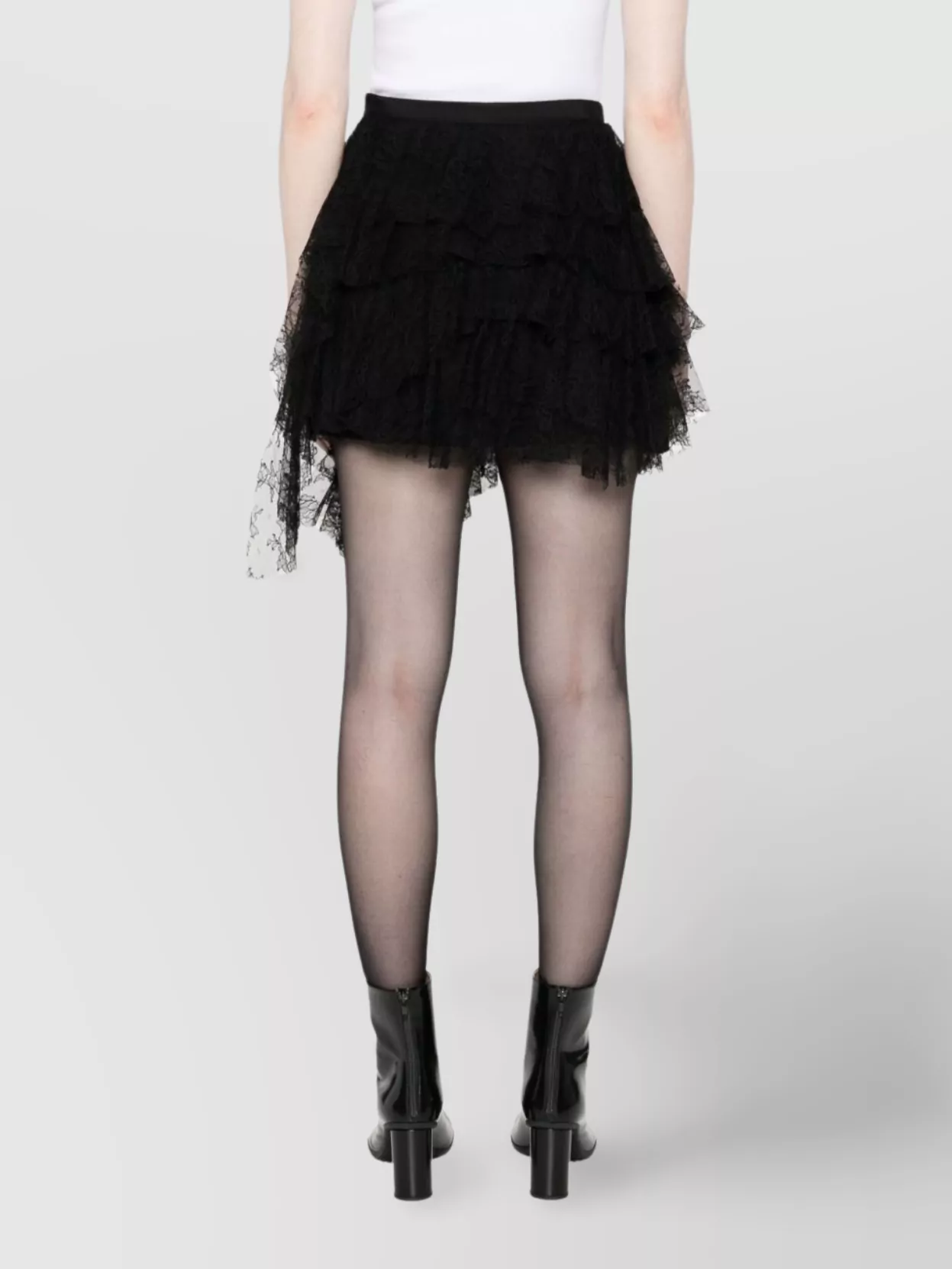 Alexander Mcqueen Midi Skirt With Asymmetric Hem And Lace