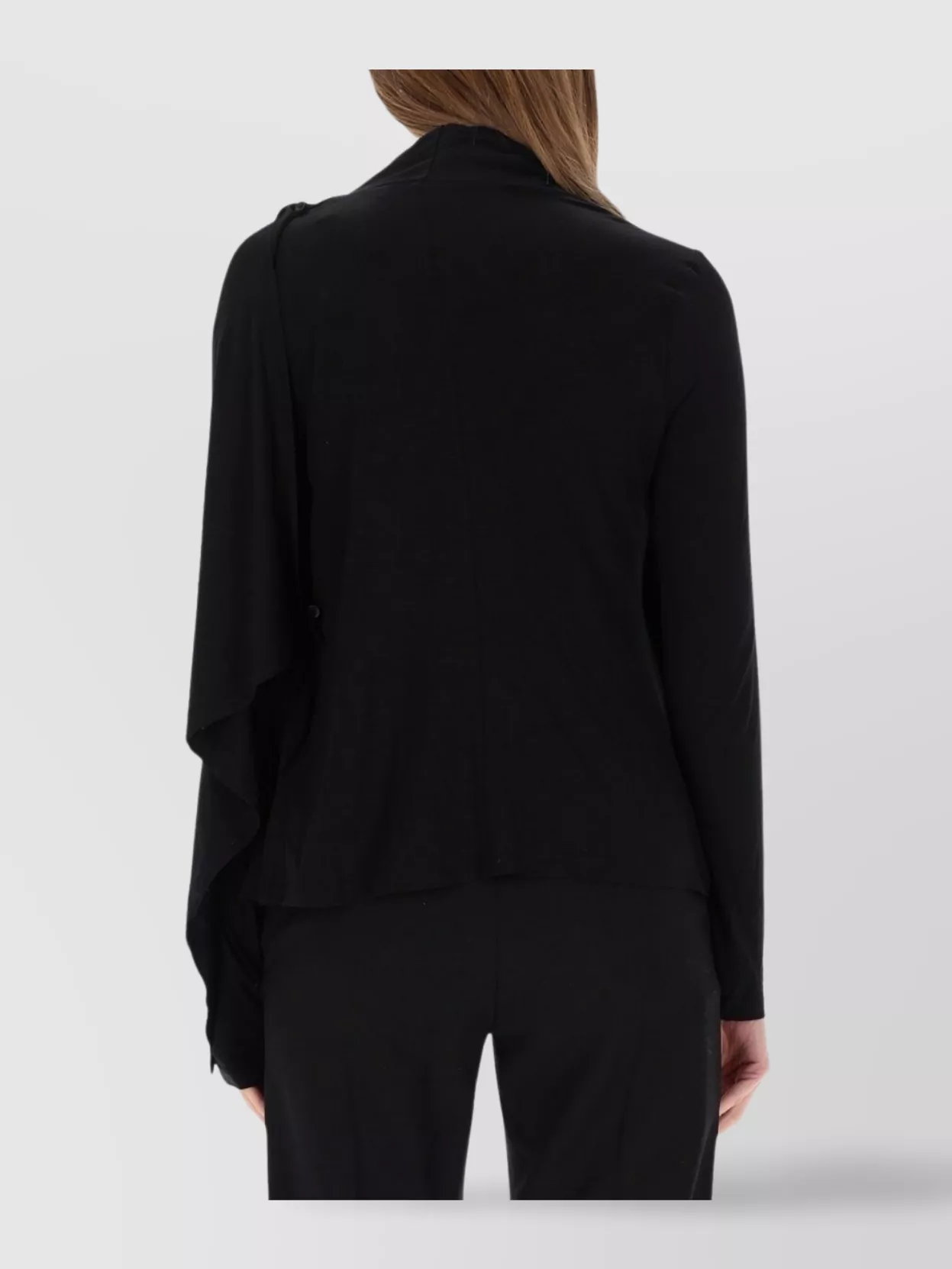 Helmut Lang Asymmetric Long Sleeve Draped Top