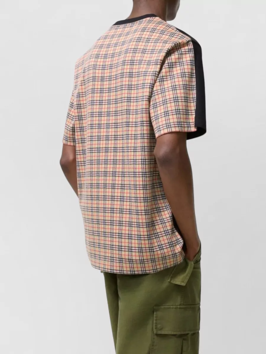 Burberry Cotton Two Tone Check Short Sleeve T Shirt
