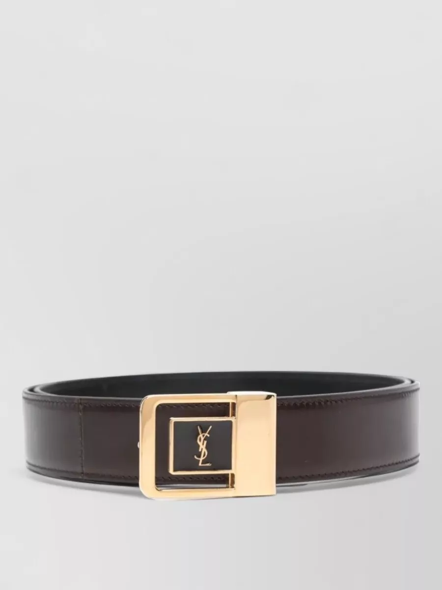 Saint Laurent La 66 Leather Belt Adjustable Logo