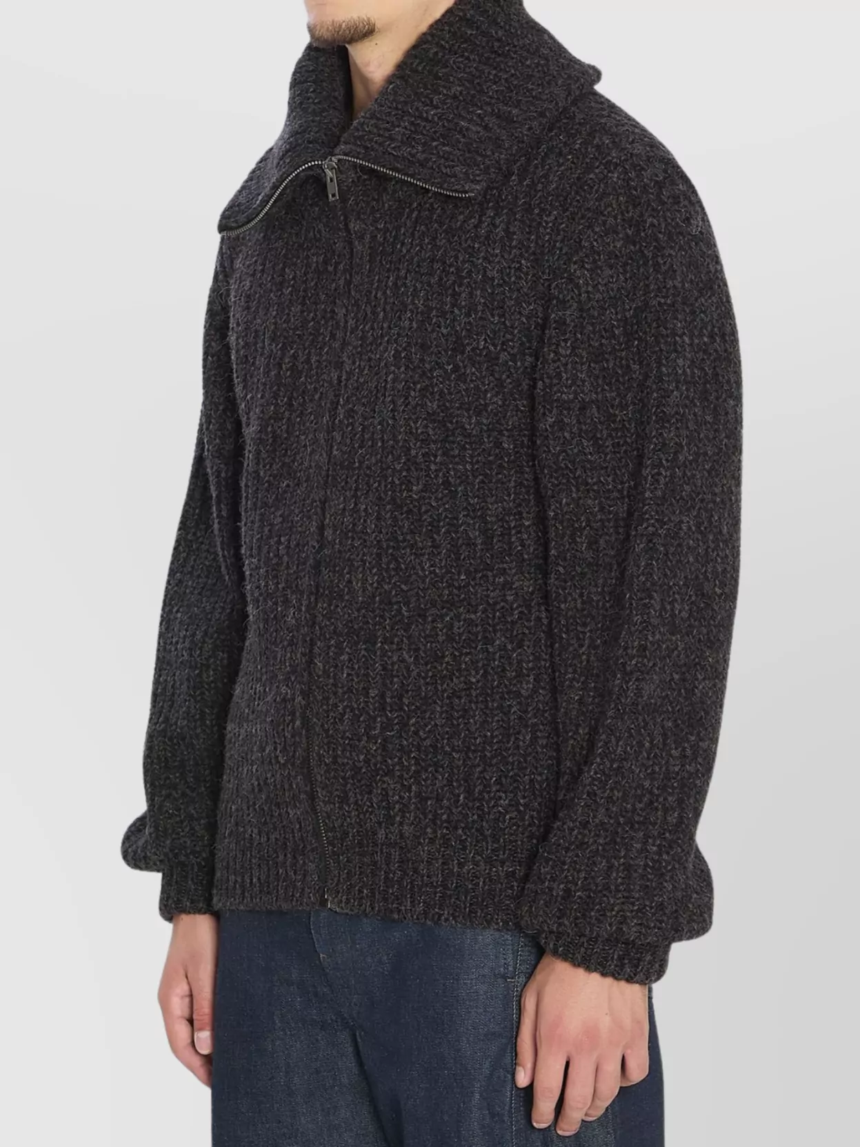 Lemaire Cardigan With Zipper And Stand-Up Collar