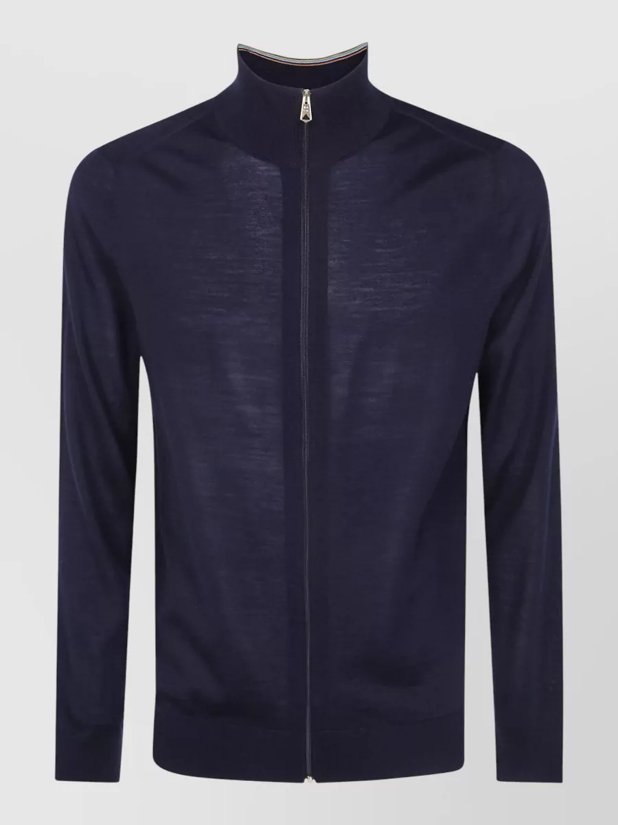Paul Smith wool high-neck ribbed zip cardigan