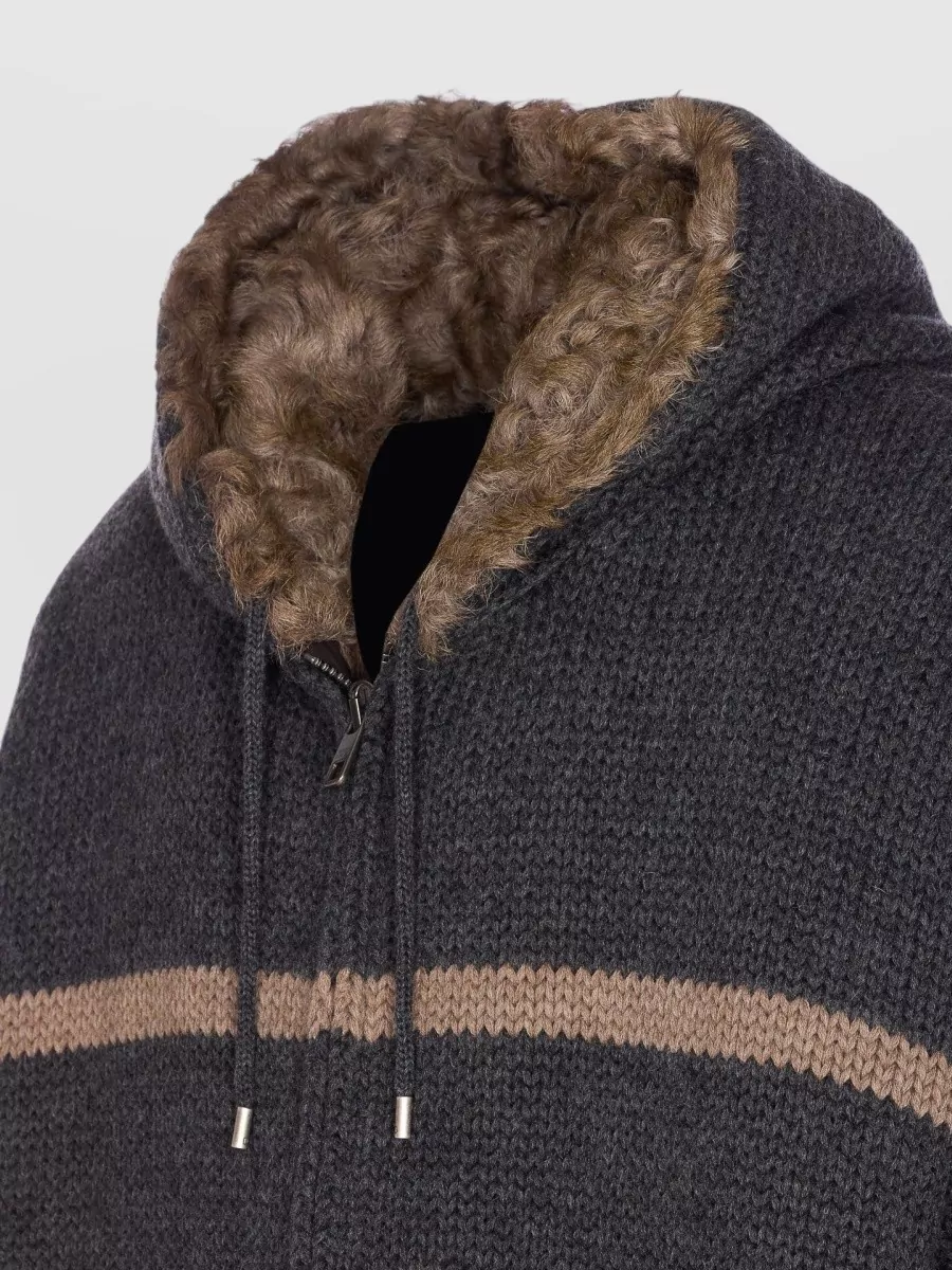 Dolce&Gabbana Knitted Hooded Jacket Striped Pattern