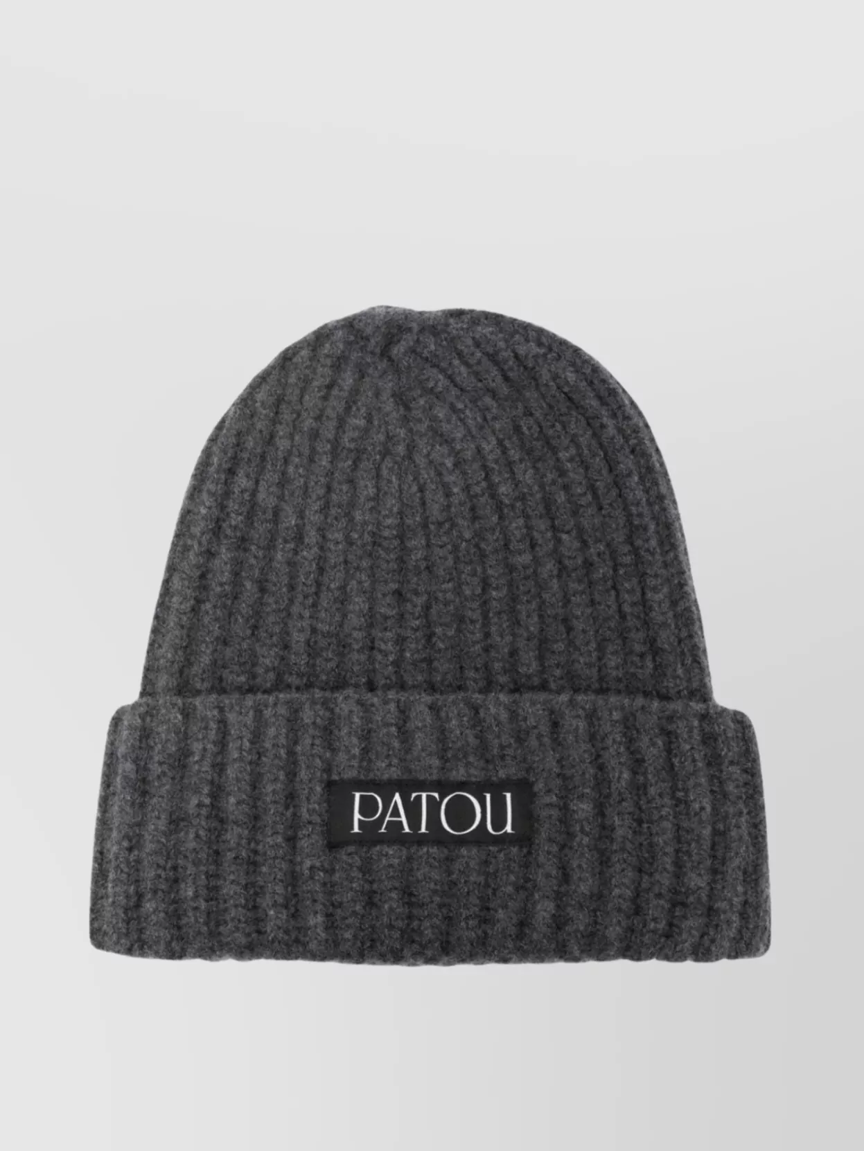 Patou Ribbed Knit Turn-up Beanie In Black