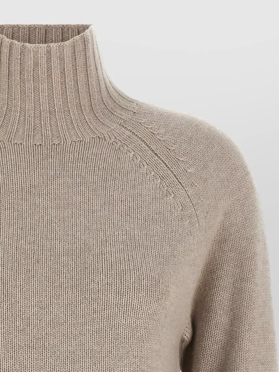 S Max Mara Cashmere Wool Ribbed High Neck Sweater