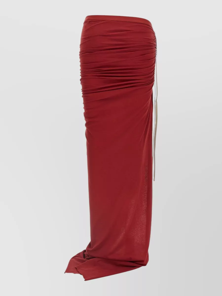 Rick Owens Moncler Maxi Skirt Ruched Drawstring Slit