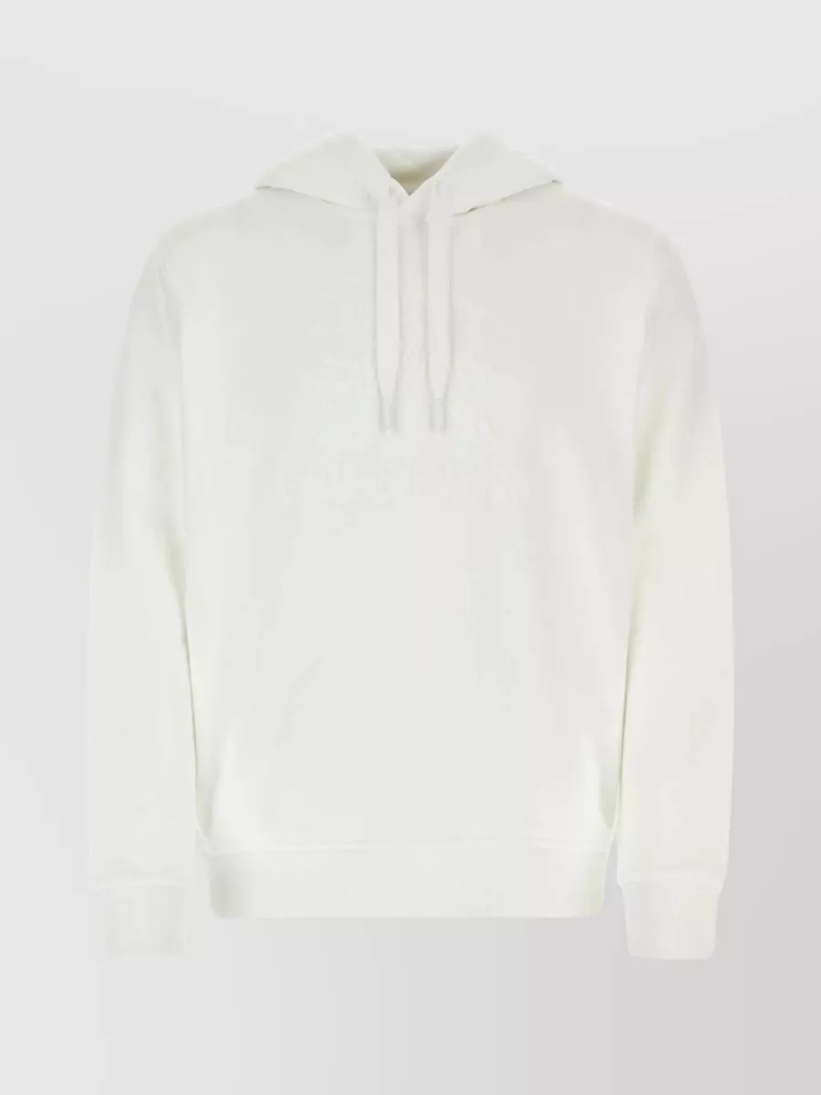 Shop Burberry Hooded Cotton Sweatshirt In Terry Fabric In White
