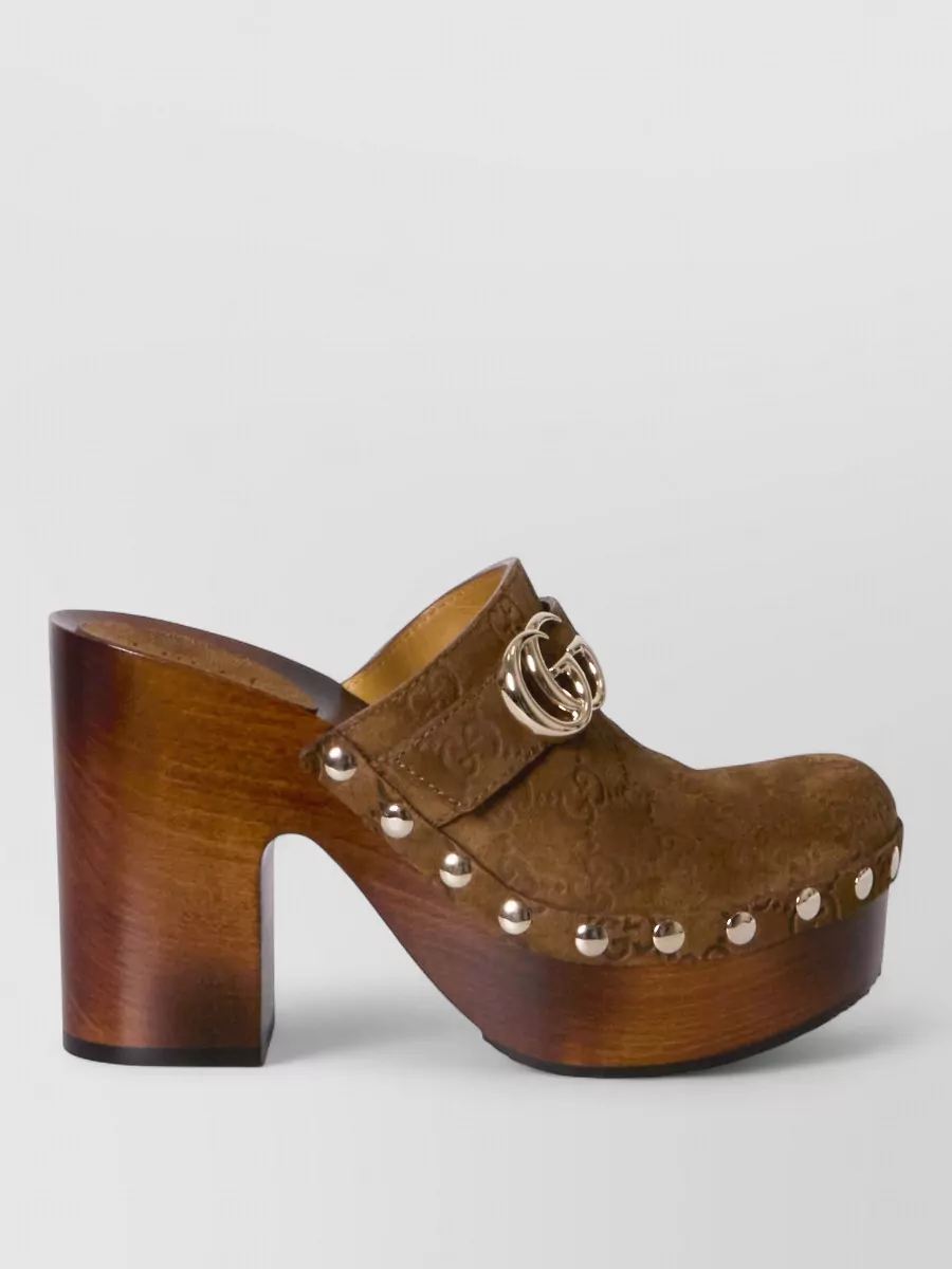 Gucci leather platform clog mules