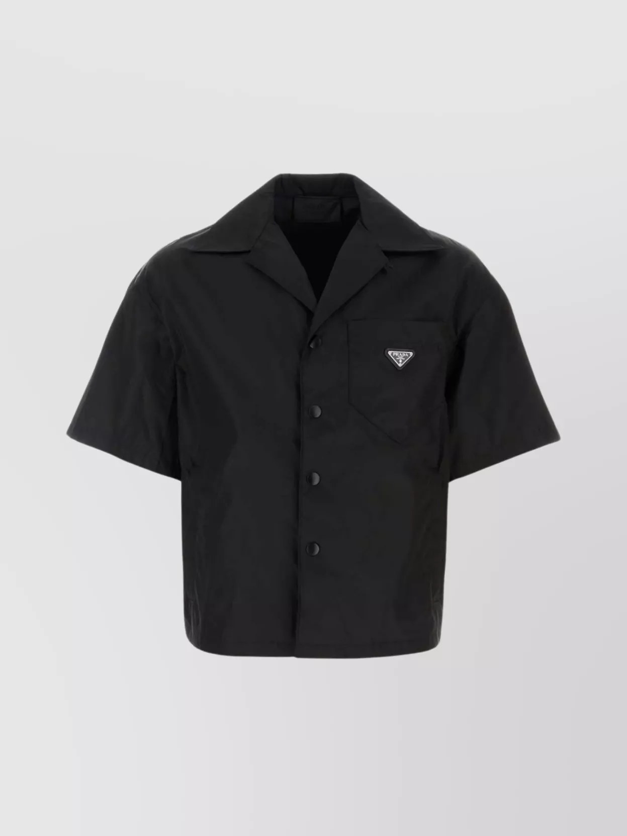 Prada Shirt Nylon Chest Pocket Short Sleeves In Black