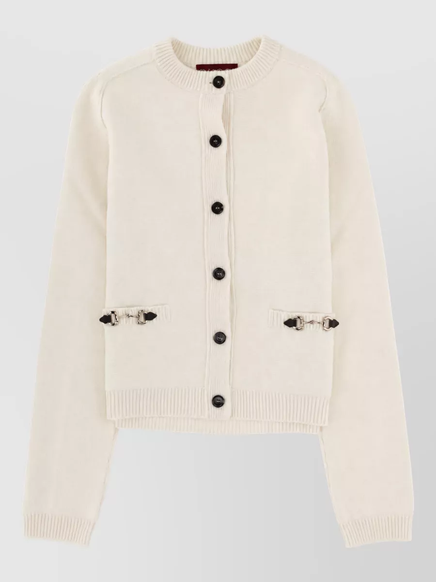 Gucci Cardigan Jacket Clamp Front Ribbed Cuffs Hem