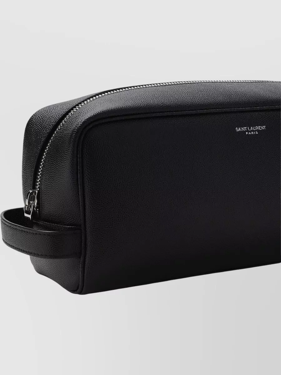 Saint Laurent Leather Logo Cosmetic Pouch