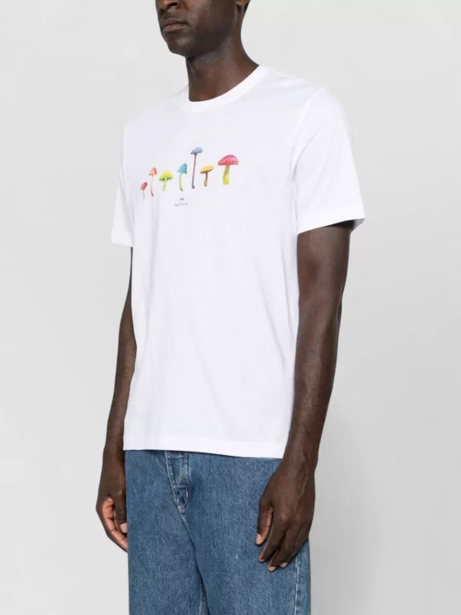 Paul Smith Organic Cotton Mushroom Print Crew Neck T-Shirt