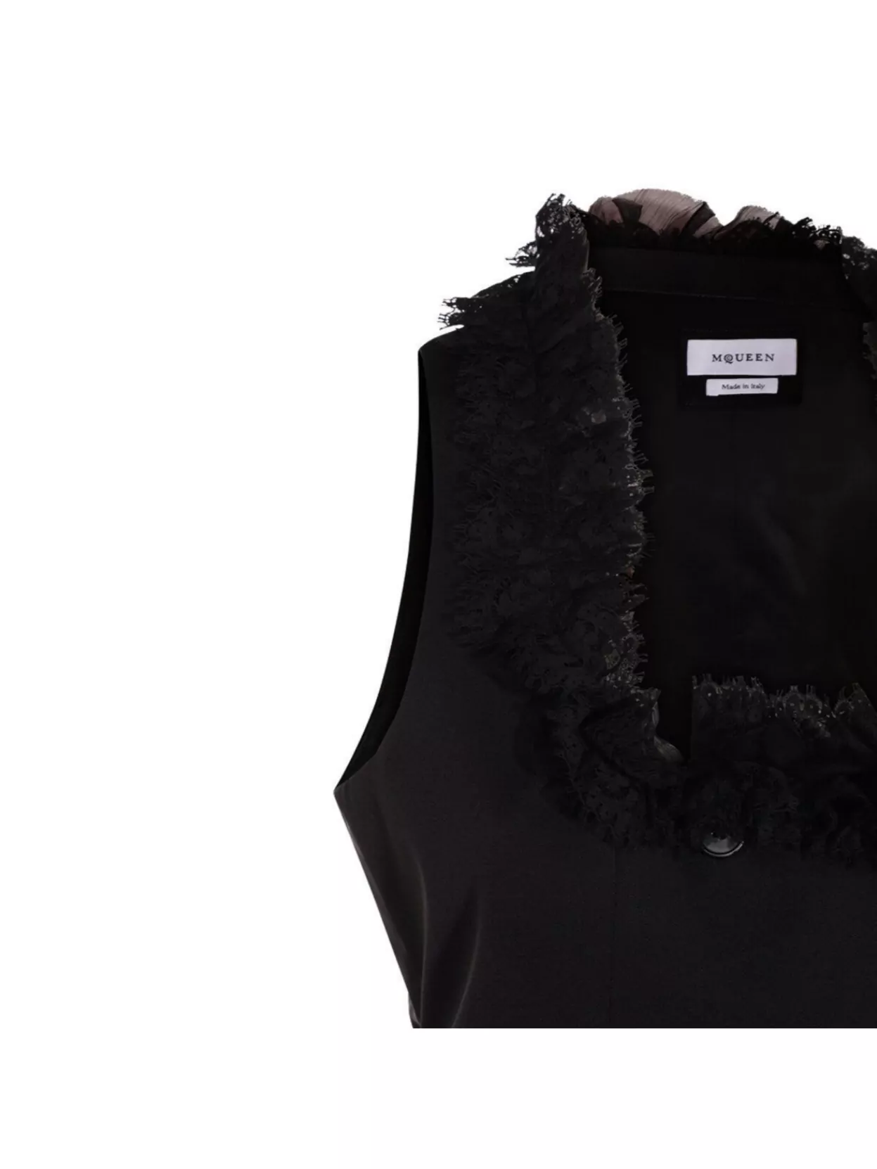 Alexander Mcqueen Lace Trimmed Satin Top With Adjustable Straps In Black