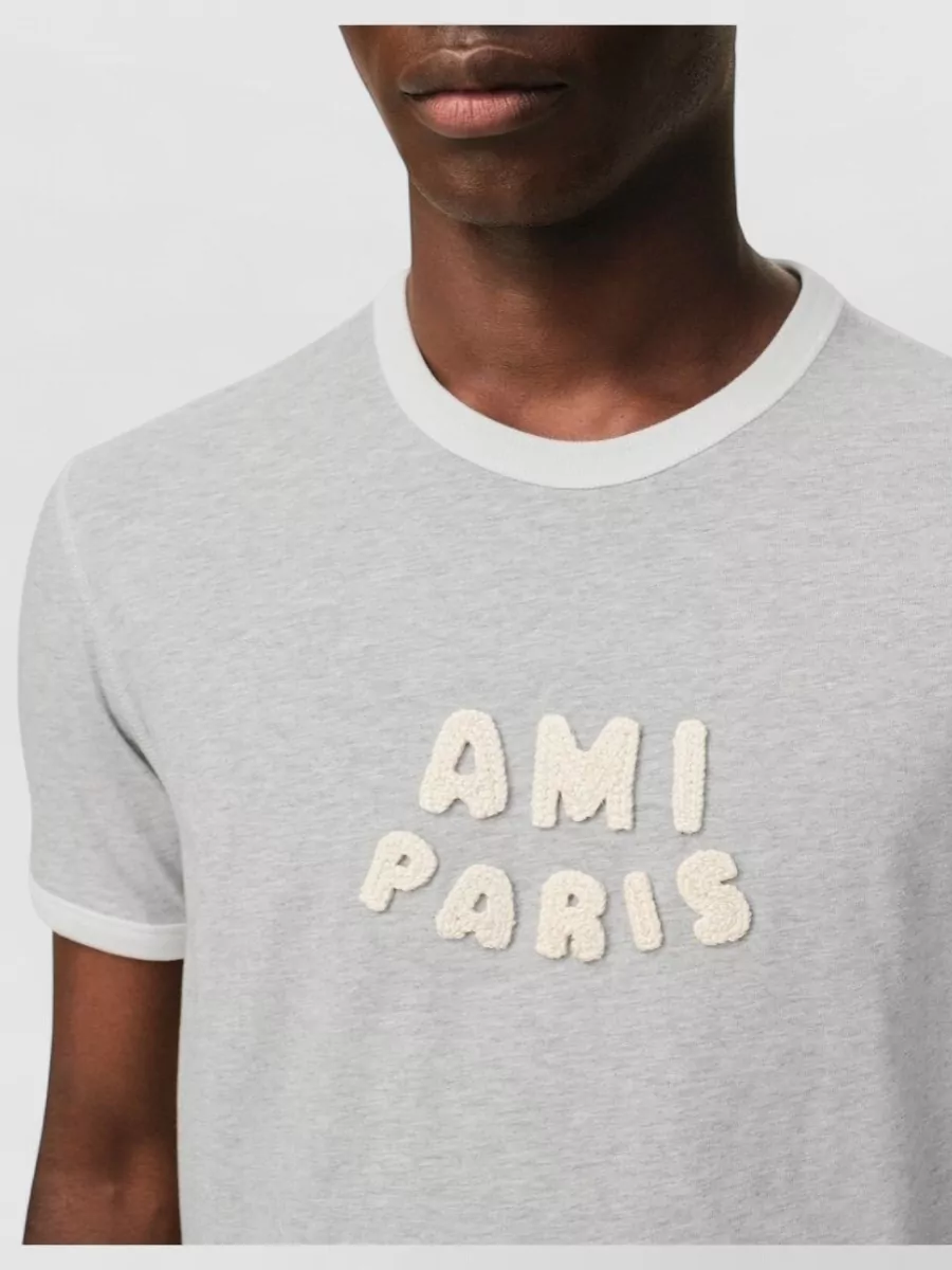 Ami Paris Cotton Logo-Trim Short-Sleeve T-Shirt