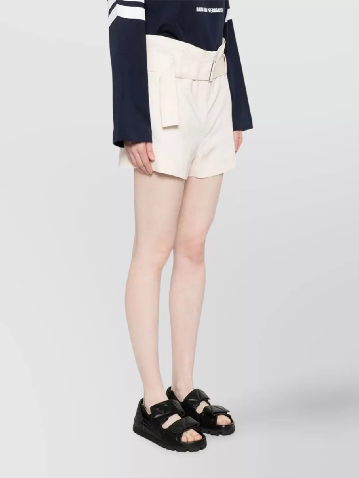 Msgm High Waist Belted Shorts With Pockets Detail