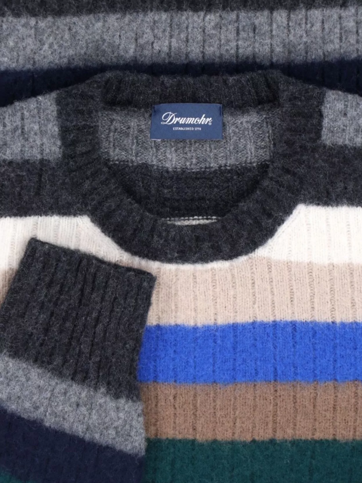 Drumohr Striped Crew Neck Long Sleeve Sweater
