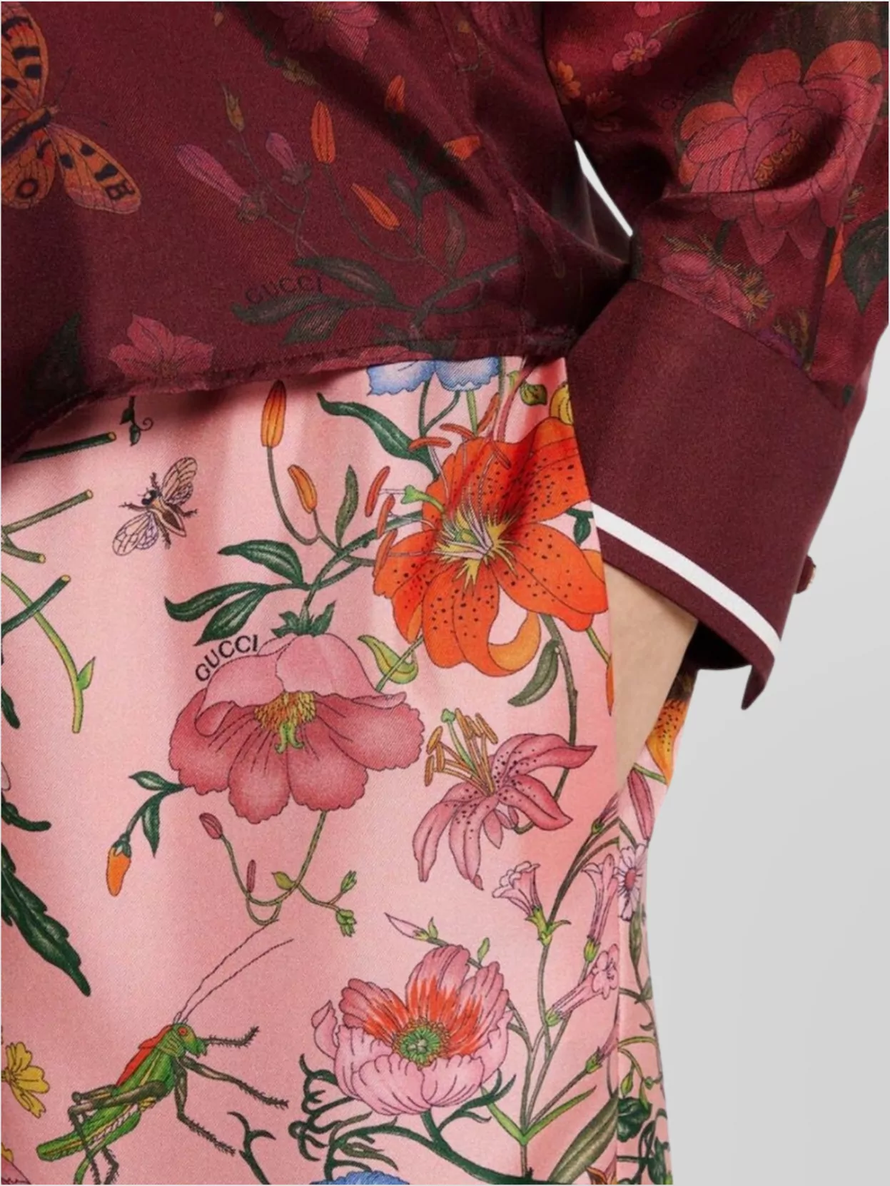Gucci Floral Print Wide Leg Trousers With Elastic Waistband