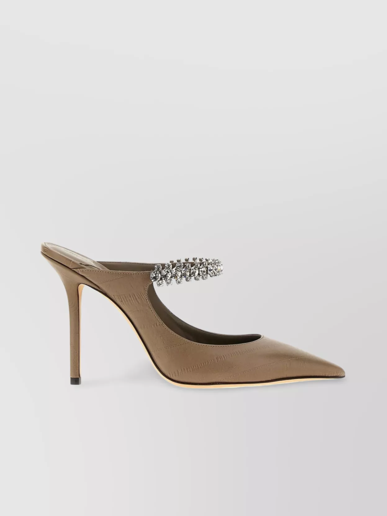 Jimmy Choo Strap Embellished Leather Mules With Stiletto Heel In Brown