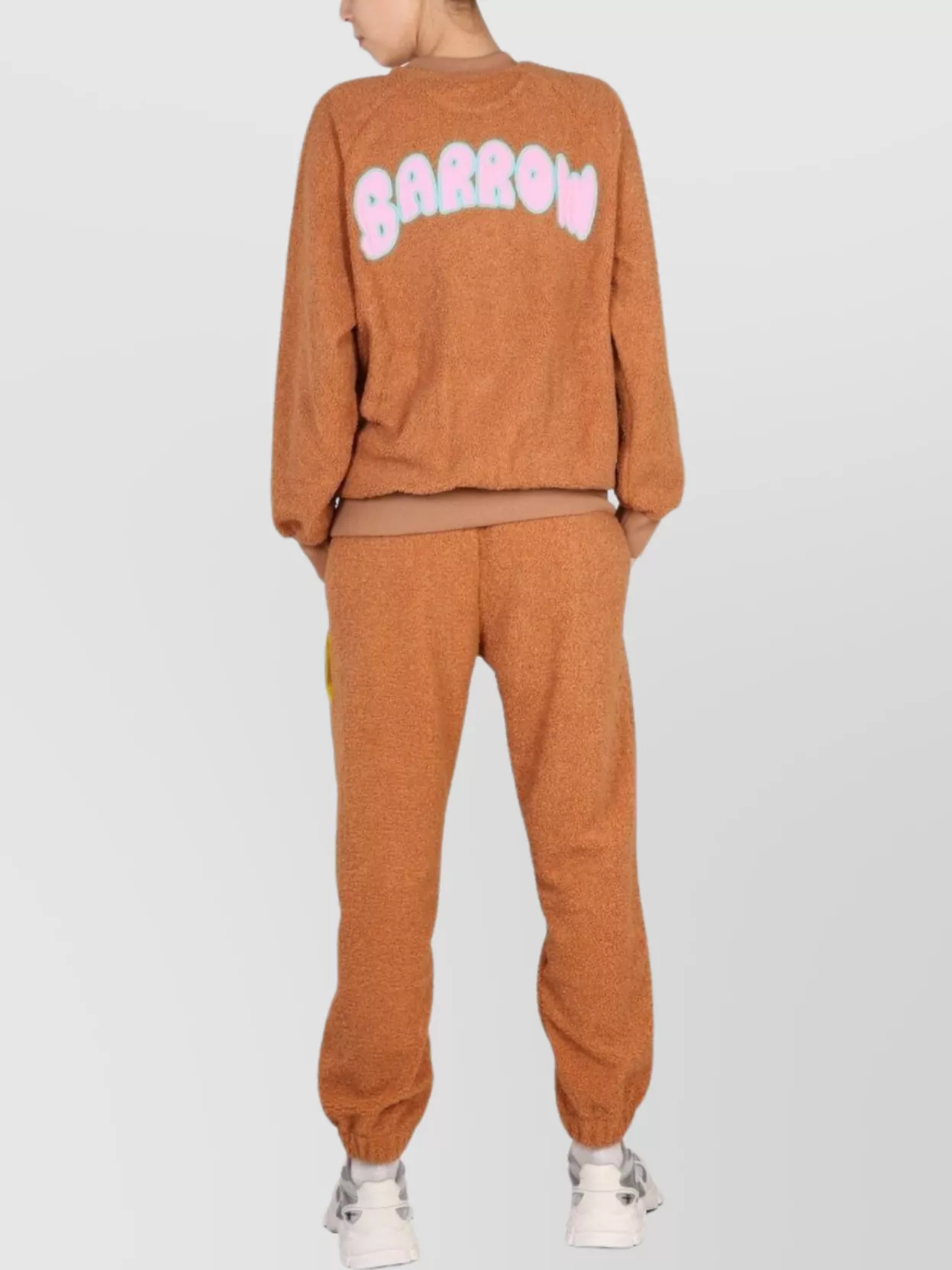 Barrow Textured Fabric Jogging Pants With Elastic Waistband In Orange