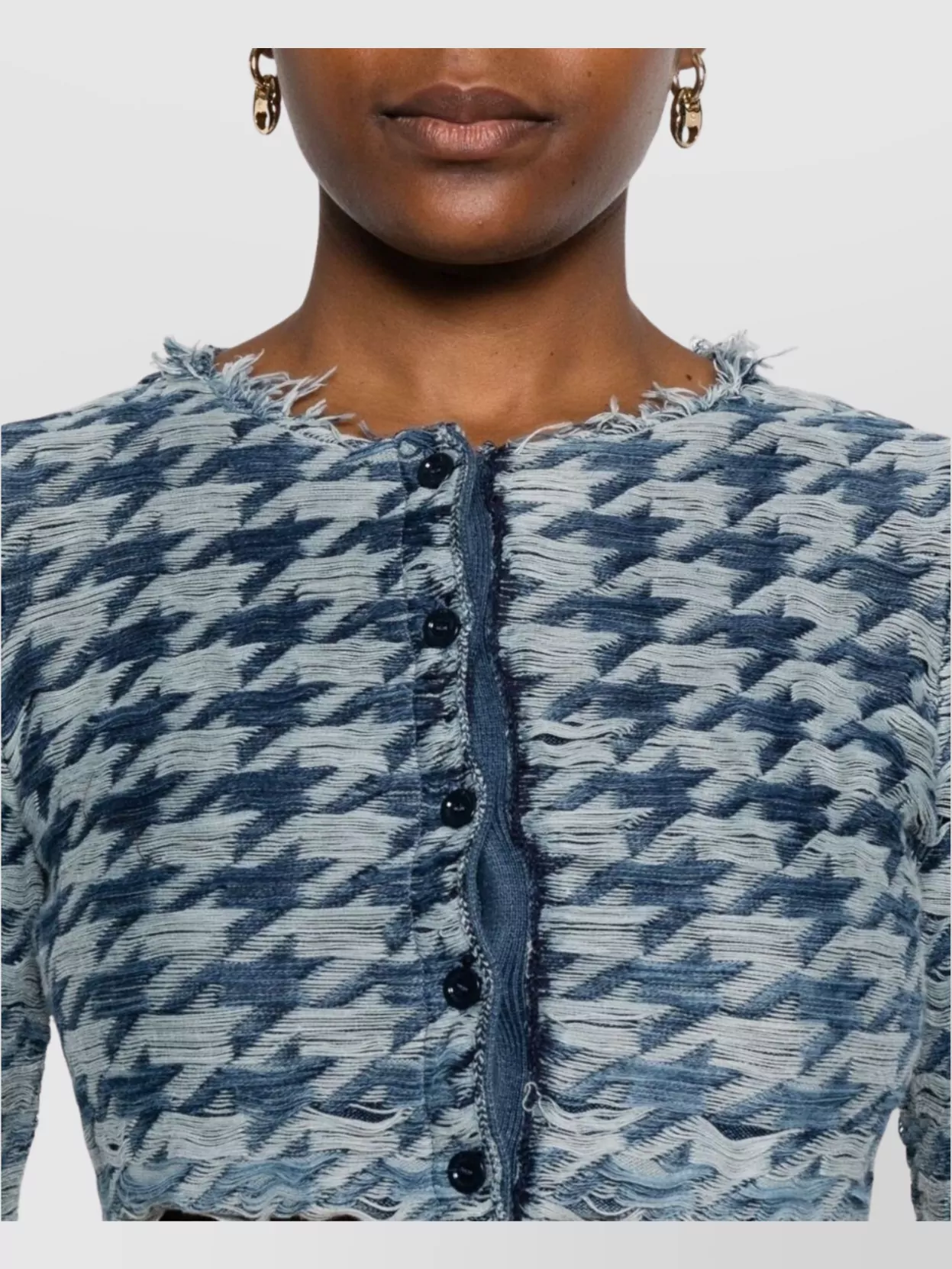 Diesel Long Sleeve Cropped Houndstooth Top