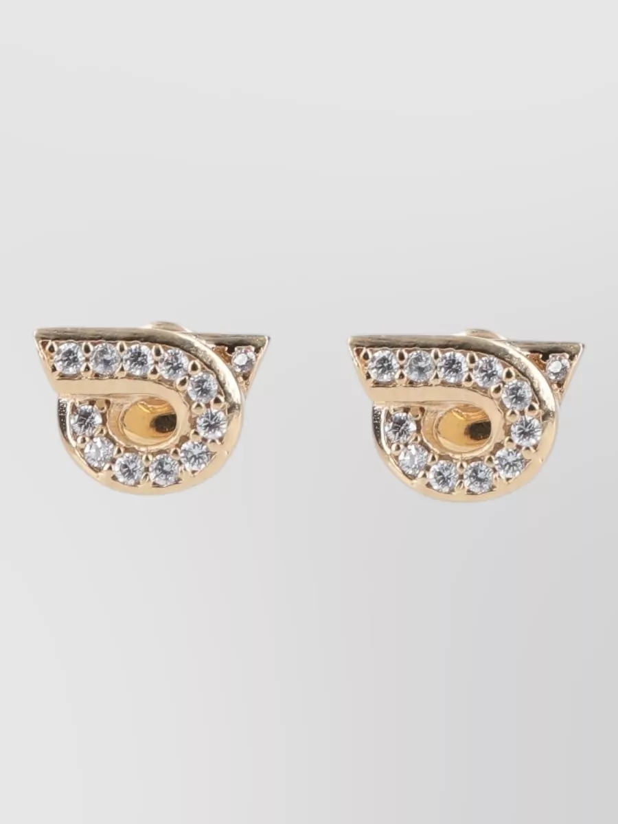 Ferragamo crystal-embellished gancini stud earrings