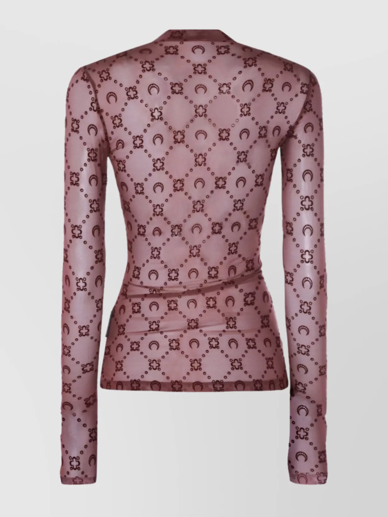 Marine Serre Long Sleeve Sheer Patterned Top