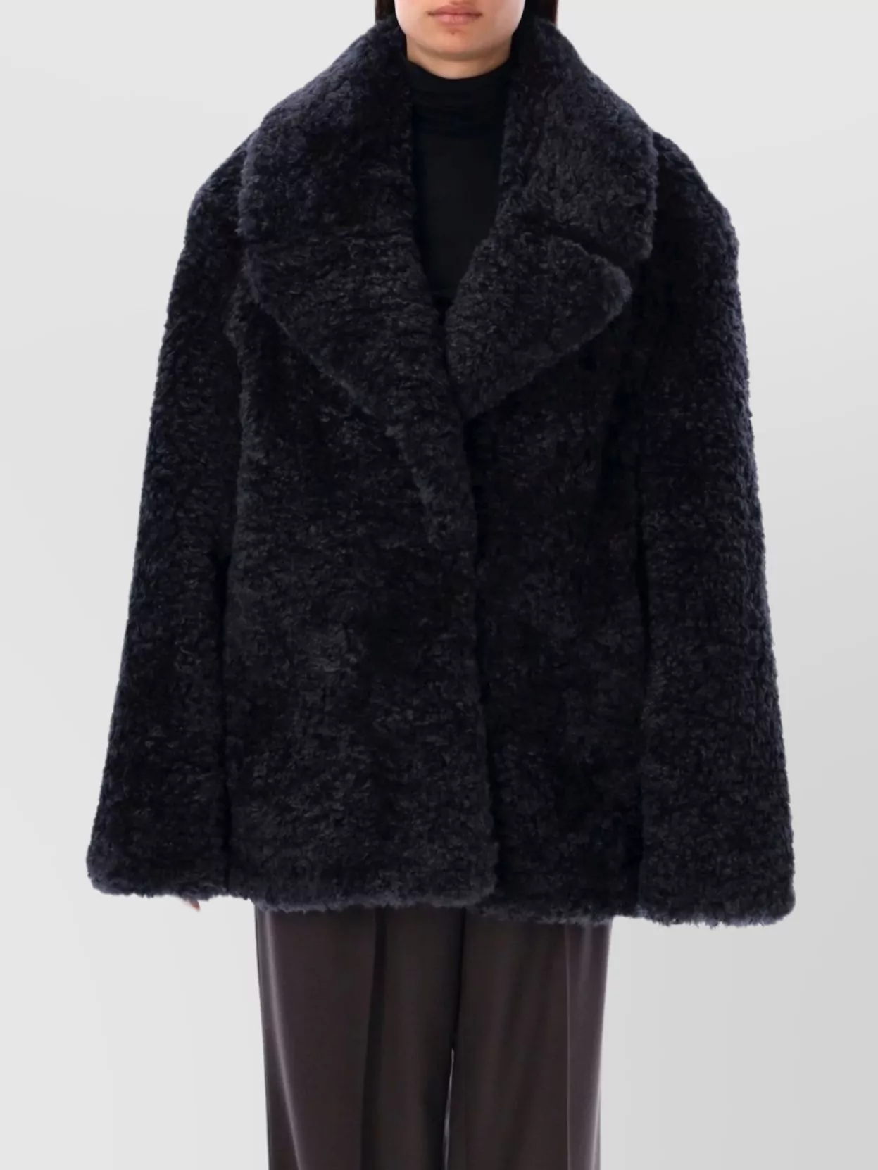 Shop Stella Mccartney Short Faux Fur Coat In Black