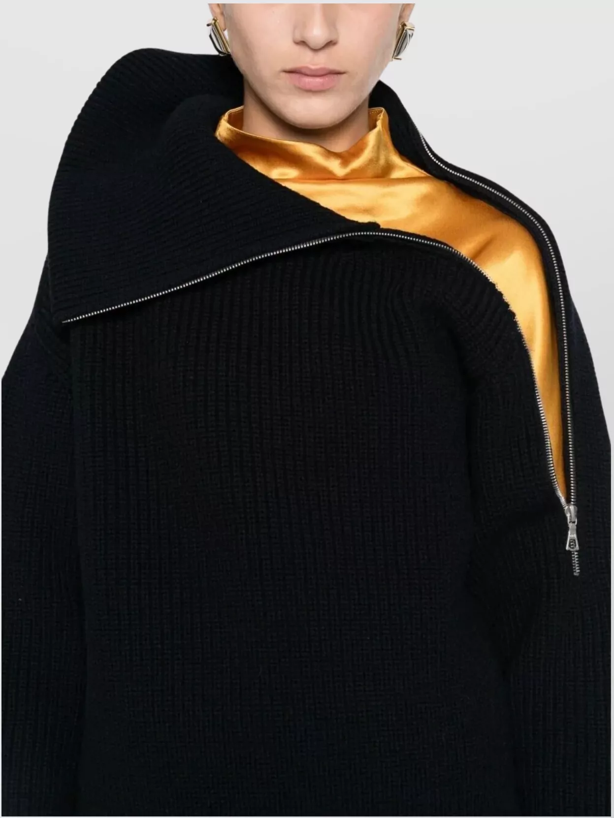 Dries Van Noten High Collar Long Sleeve Knit Sweater
