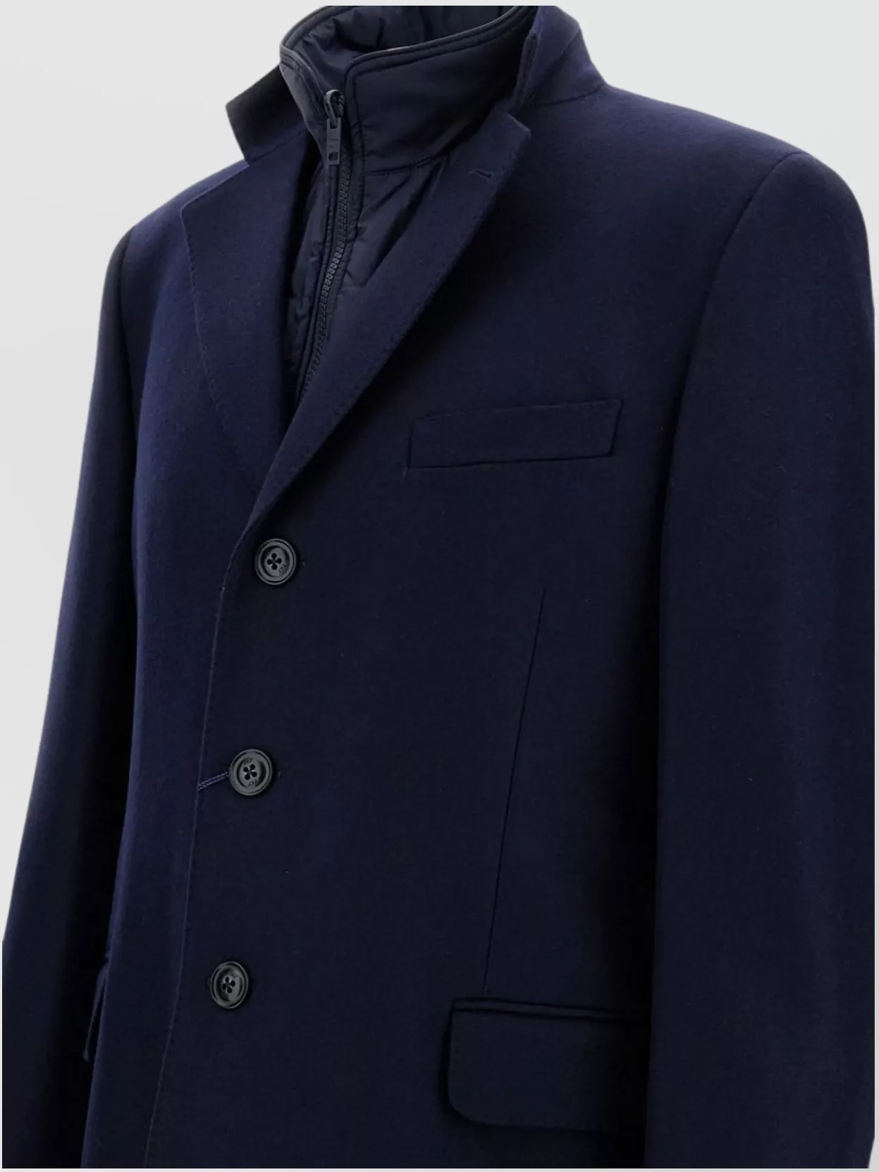 Fay Double Breasted Long Coat With Flap Pockets