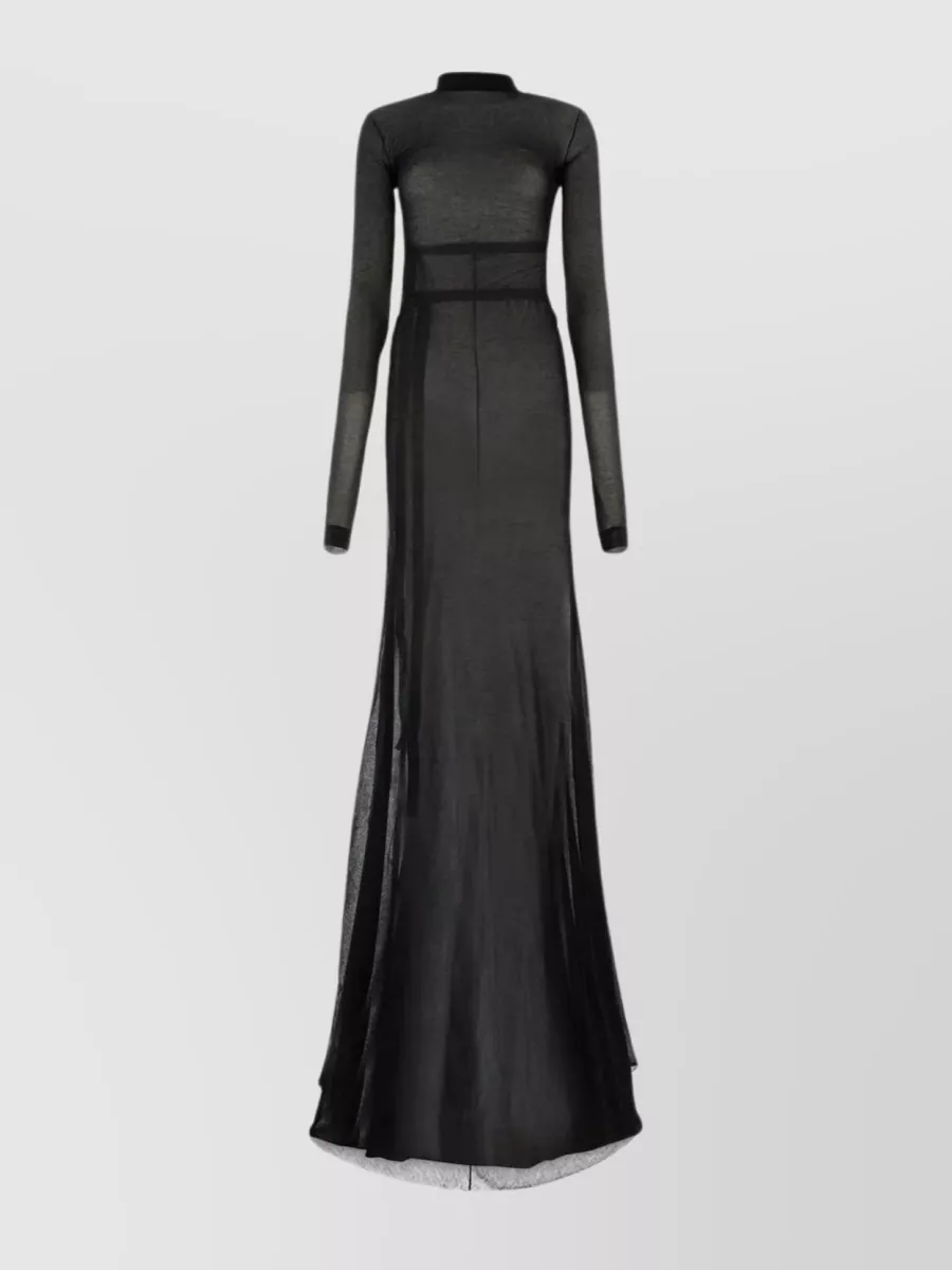 Shop Ann Demeulemeester Long Sleeves High Neck Floor Length Dress In Black
