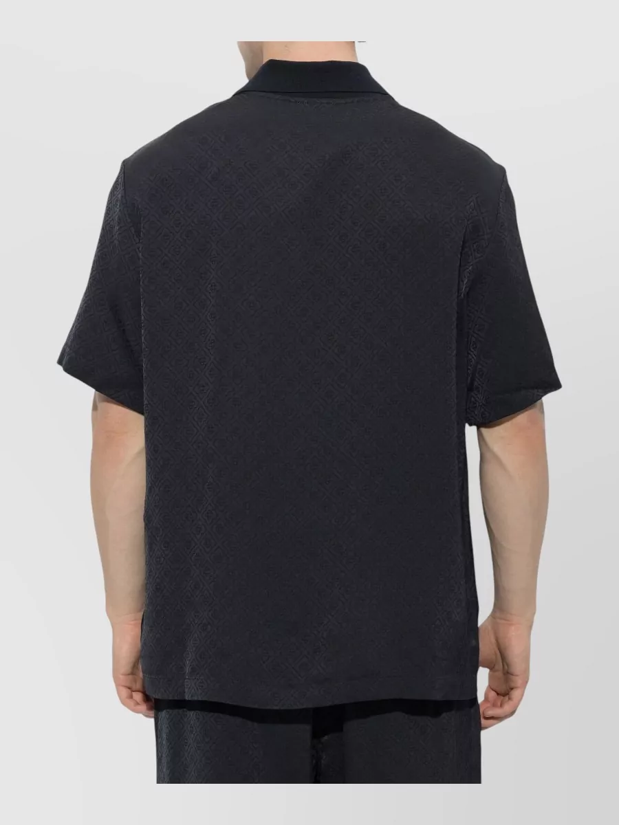 Casablanca Viscose Knit Collar Short-Sleeve Polo Shirt