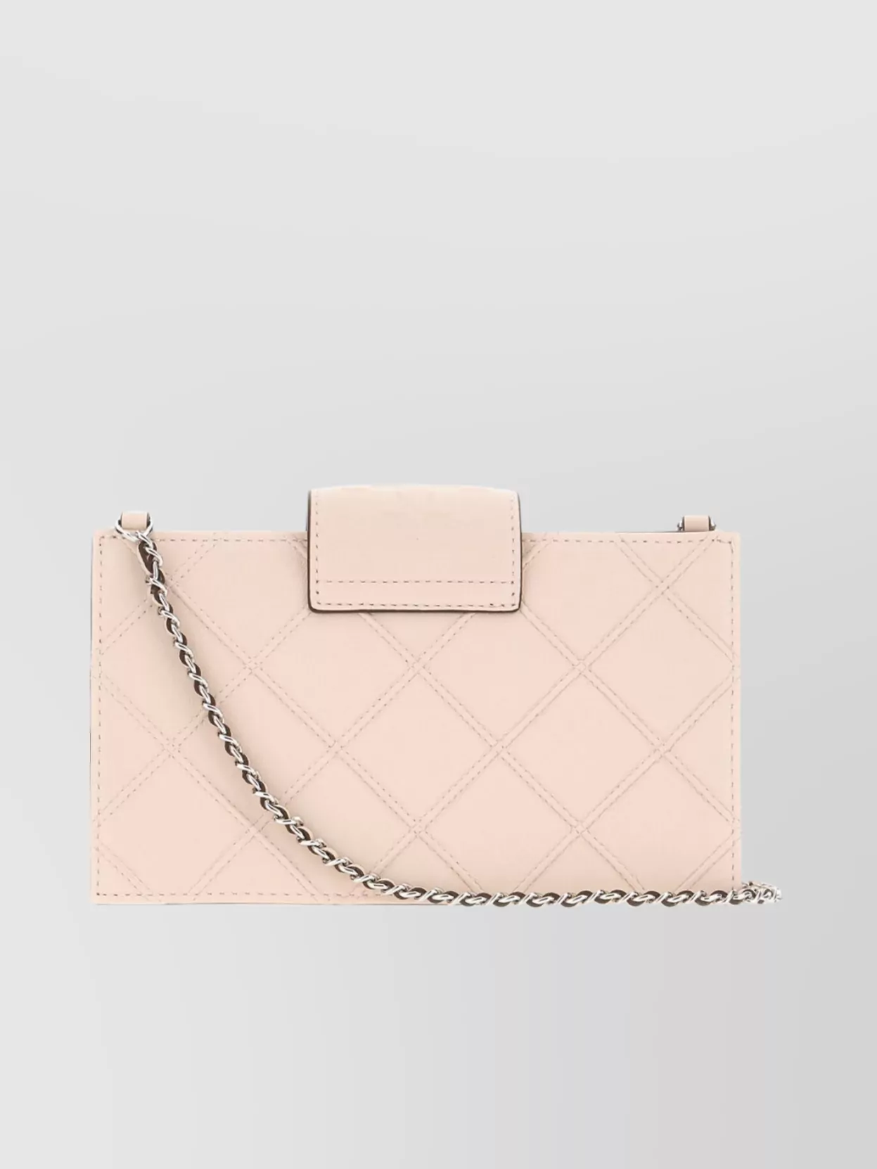 Tory Burch Leather Wallet With Chain Strap And Quilted Design