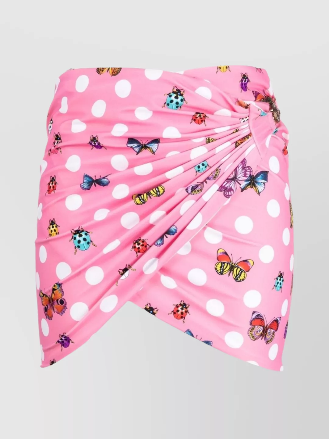 Shop Versace Stretch Design Wrap Skirt In Pink