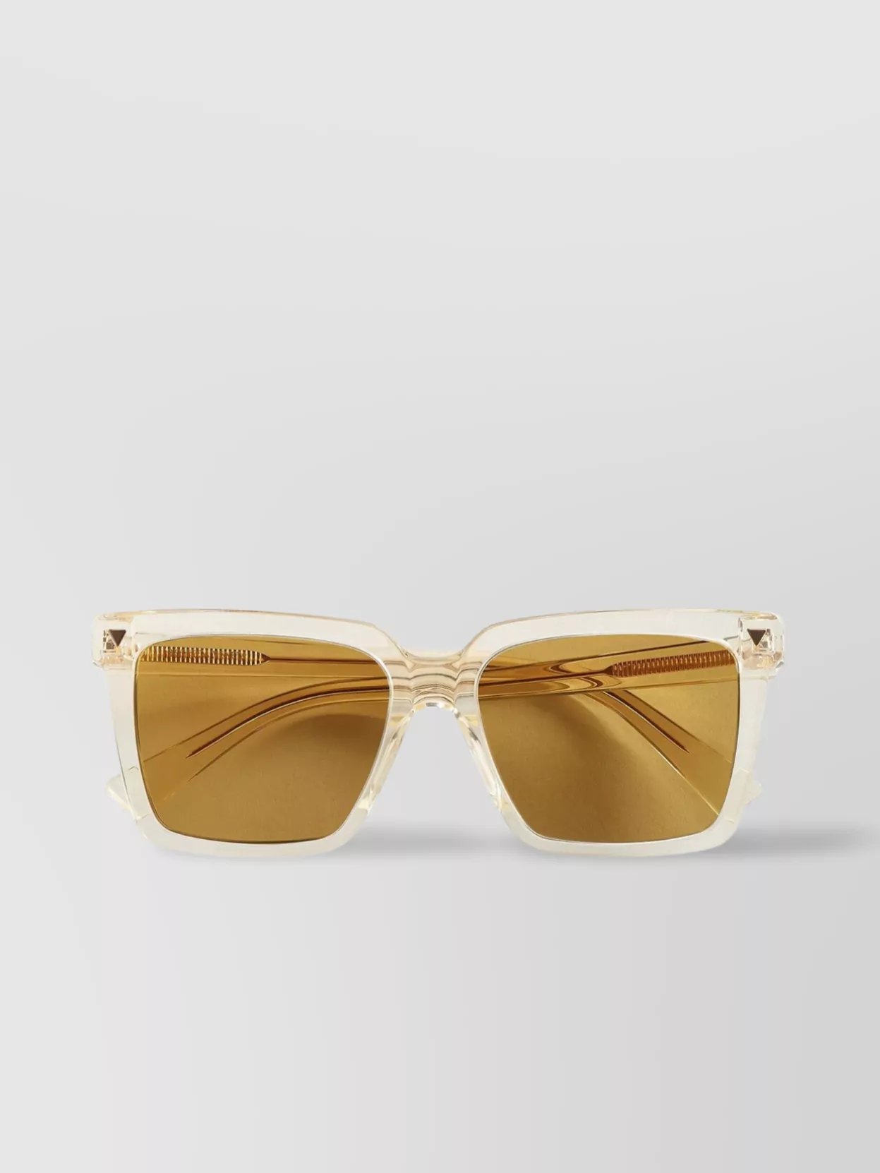 Shop Bottega Veneta Square Sunglasses Featuring Transparent Accents In Beige