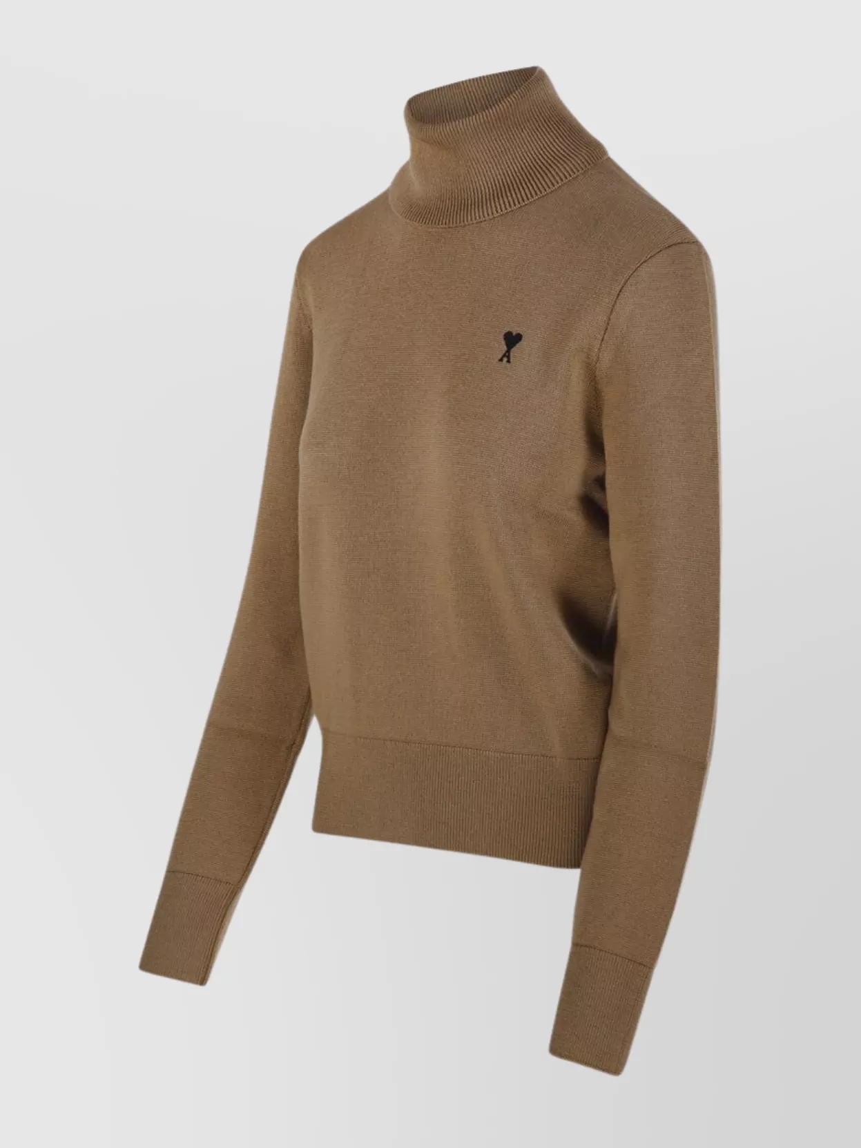 Ami Paris Merino Knit Turtleneck Sweater With Ribbed Cuffs And Hem