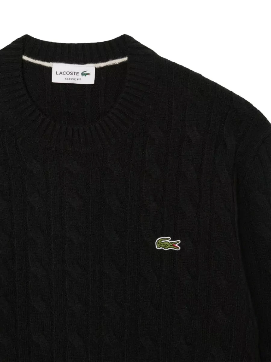 Lacoste Cable-Knit Wool Crew-Neck Sweater