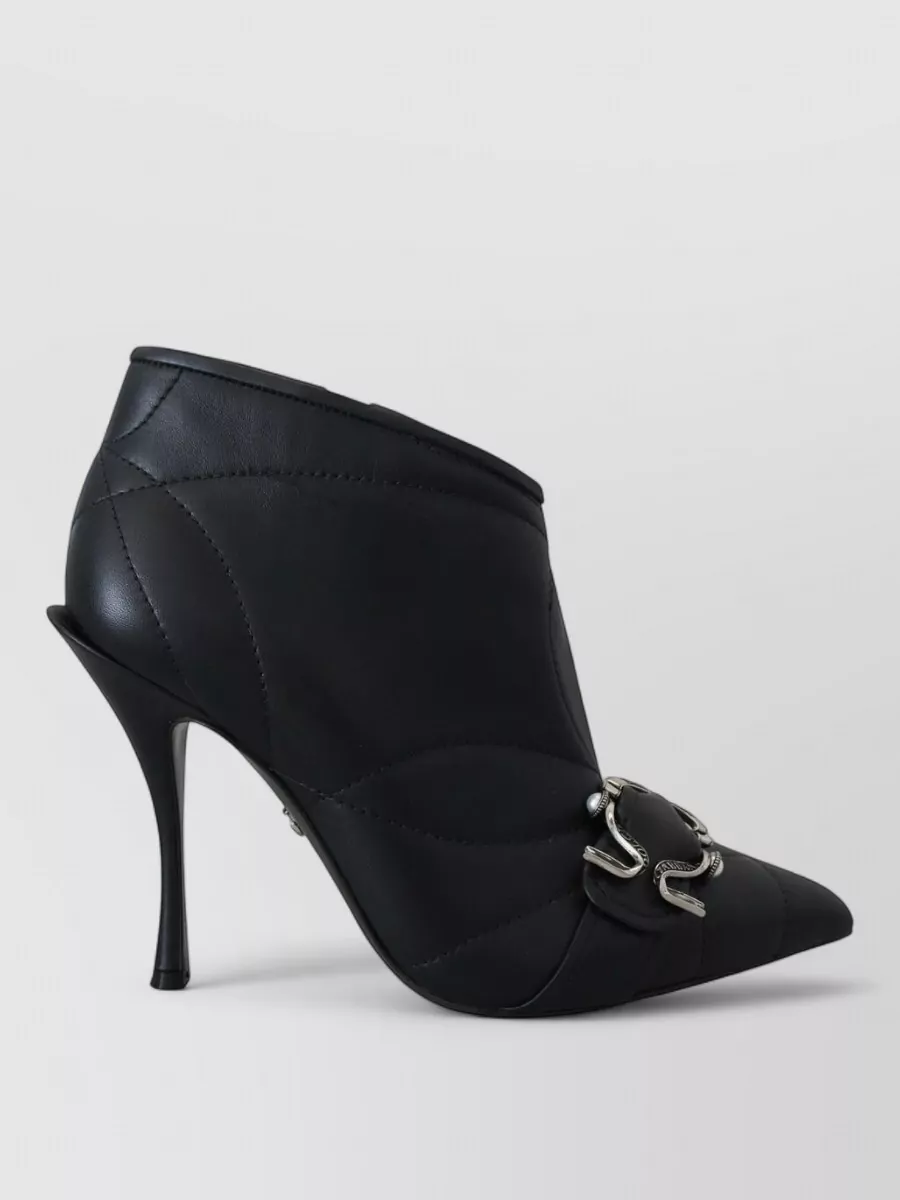 Dolce&Gabbana Leather Quilted Buckled Ankle Boots