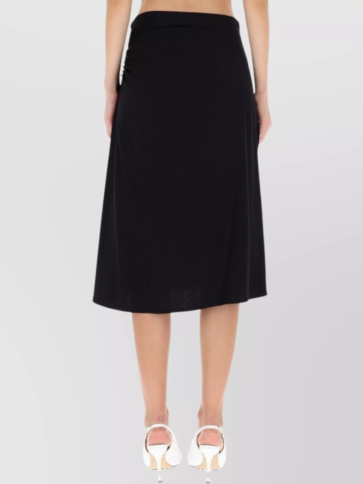 Dries Van Noten Asymmetrical Midi Skirt Side Drape In Black