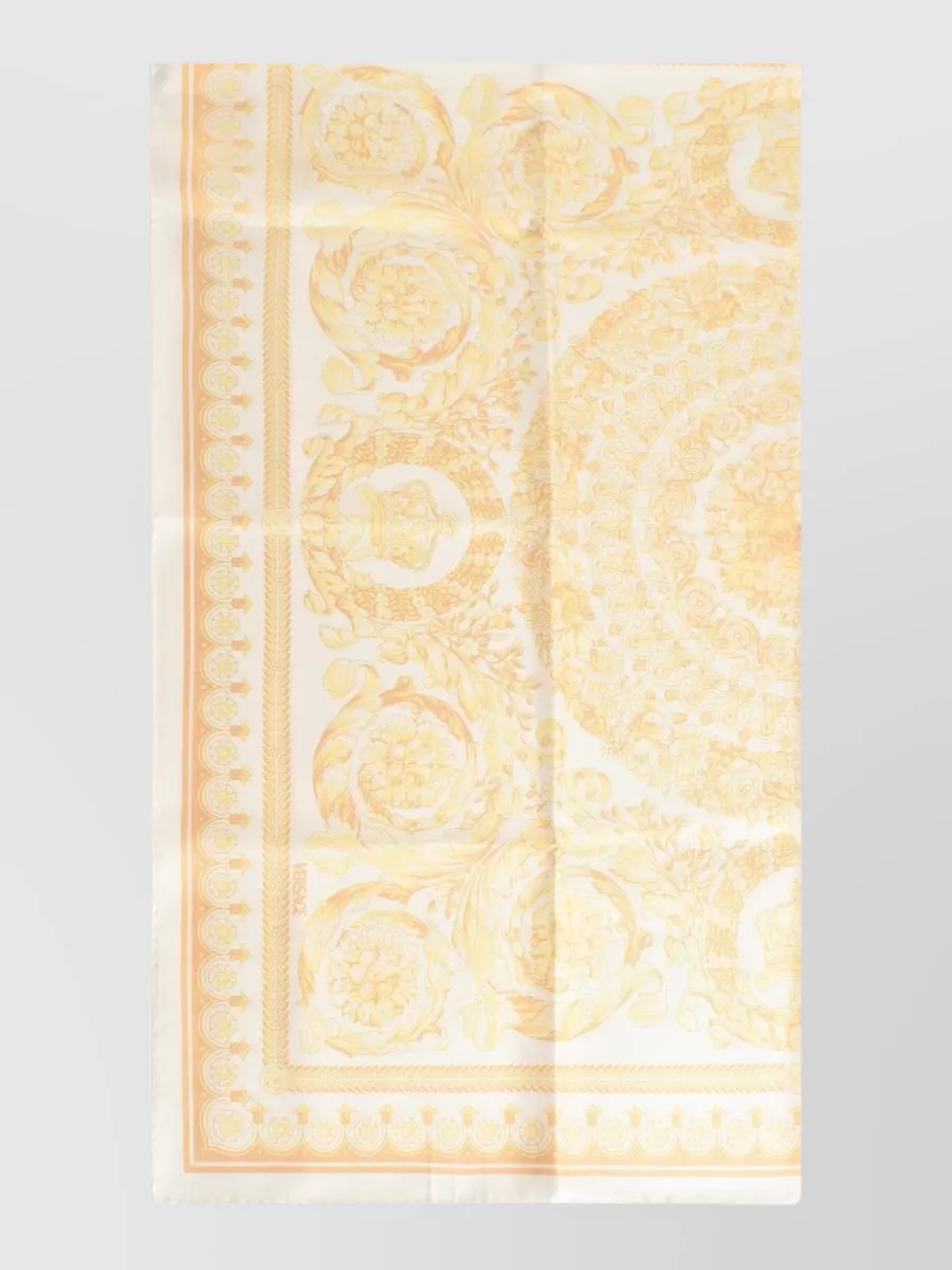 Versace Barocco Silk Scarf Border Floral Medallion