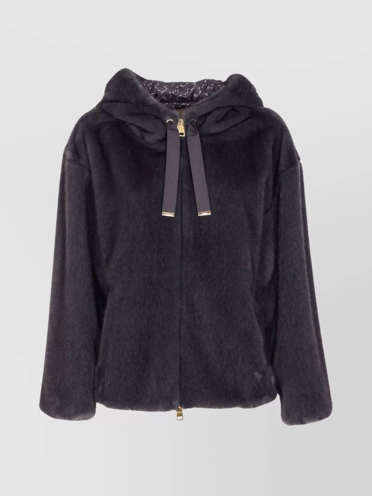 Herno Bomber Style Hooded Jacket With Drawstring Detail In Black